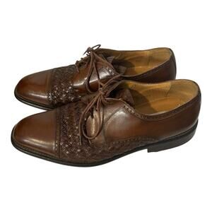 Mezlan Del Mar brown woven leather Oxford dress shoes made in Spain. Size 10